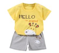 Conjunto de Ropa para Bebé y Niño, Pack 6 Piezas 3 Juegos, Camiseta y Pantalones Cortos de Algodón Puro, con Broche de Hombro para bebé y sin Broche para niño, Tallas 50-130, 3 Meses a 7 Años