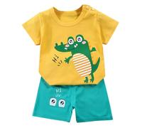 Conjunto de Ropa para Bebé y Niño, Pack 6 Piezas 3 Juegos, Camiseta y Pantalones Cortos de Algodón Puro, con Broche de Hombro para bebé y sin Broche para niño, Tallas 50-130, 3 Meses a 7 Años