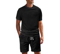 Conjunto de ropa para hombre elegante y deportivo, traje de verano con patrón estructural, traje de ocio, ligero, transpirable, conjunto de verano, suave, cómodo, traje de salón fino, de secado rápido