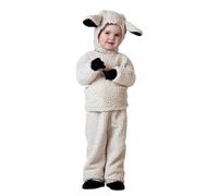 Conjunto de ropa para niña 74 Kids Sheep Costume Little Lamb Costume Toddler Fuzzy Manga Larga Top + Pantalones + Sombrero + Guantes + Calcetines Bebé Set 56, Blanco, 5-7 años