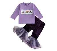 Conjunto de Ropa para niñas con Calabaza Bordada Informal, Primavera y Verano, bebés hasta 4 años Traje Niñas