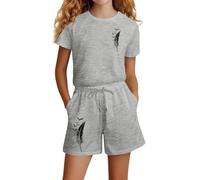 Conjunto de Ropa para Niñas con Camiseta Manga Corta y Pantalones Cortos Deportivos Uso Diario en Primavera Verano NiñA 3 AñOs Vestidos Boda Vestido Negro 2