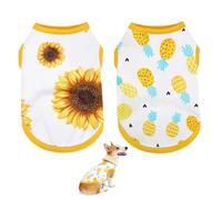 Conjunto de ropa para perro, camiseta linda y transpirable para cachorros con diseño de piña y girasol, bonita ropa de verano para perros y gatos pequeños y medianos (S)