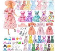 Conjunto de ropa y accesorios para muñecas, traje de Barbie de diseño de moda con vestidos, falda con tirantes, zapatos, bolsos, collar, accesorios para muñecas de 11,5 pulgadas, regalo de juguete