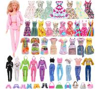 Conjunto de ropa y accesorios para muñecas, traje de muñeca de diseño de moda con vestido falda liguero camiseta impresa chándal manga corta jeans zapatos bolsa para muñeca de 31,5 pulgadas juguete