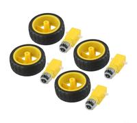 Conjunto de rueda de coche 4WD con juego de motor de engranaje CC, kit de proyecto de robótica educativa DIY para Arduino, componentes de chasis de rueda de neumático de plástico para construcción