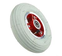Conjunto de rueda delantera para silla de ruedas de 8 pulgadas, neumático de 200 x 50 con tubo interior y llanta, rueda giratoria completa para scooter eléctrico, pieza de repuesto gris (rojo 10 mm)