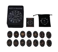 Conjunto de runas de bruja con guía, conjuntos de runas de bruja - 14 runas y libro de madera | Conjunto con guía para adivinación mística, conjunto completo de runas de bruja para prácticas wiccanas