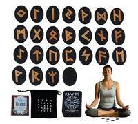 Conjunto de runas de bruja, runas vikingas | Runas de meditación con manual y bolsa de almacenamiento,Runas de de 25 piezas, juego de adivinación de runas mitología para meditación, espiritual,