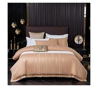 Conjunto de sábanas de la Cama TFBHL Juego de Cubierta de edredón Bordado Vertical 4 Piezas de algodón Suave y Transpirable Doble/Rey = Kiz Juego de Ropa de Cama Blanca con sábanas para Almohadas de