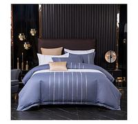 Conjunto de sábanas de la Cama TFBHL Juego de Cubierta de edredón Bordado Vertical 4 Piezas de algodón Suave y Transpirable Doble/Rey = Kiz Juego de Ropa de Cama Blanca con sábanas para Almohadas de