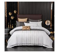Conjunto de sábanas de la Cama TFBHL Juego de Cubierta de edredón Bordado Vertical 4 Piezas de algodón Suave y Transpirable Doble/Rey = Kiz Juego de Ropa de Cama Blanca con sábanas para Almohadas de