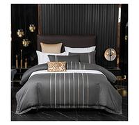 Conjunto de sábanas de la Cama TFBHL Juego de Cubierta de edredón Bordado Vertical 4 Piezas de algodón Suave y Transpirable Doble/Rey = Kiz Juego de Ropa de Cama Blanca con sábanas para Almohadas de
