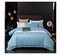 Conjunto de sábanas de la Cama TFBHL Juego de Cubierta de edredón Bordado Vertical 4 Piezas de algodón Suave y Transpirable Doble/Rey = Kiz Juego de Ropa de Cama Blanca con sábanas para Almohadas de