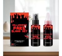 Conjunto de sangre falsa para Halloween, realista sangre artificial, lavable, accesorios de maquillaje de Halloween, incluye aerosol/ , para sesión de fotos, cosplay, casas de miedo