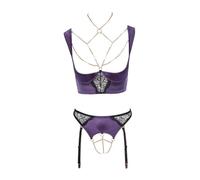 Conjunto de satén morado, talla L