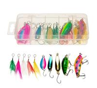 Conjunto De Señuelos De Pescaa 20pcs - Kit De Cebo De Pescaa | 3 Lentejuelas | 2 Cebo | Poon Señuelos Con 15 Plumas Desmontables | Luros De Agua Dulce | Accesorios De Peces Para Agua Salada De Agua Du