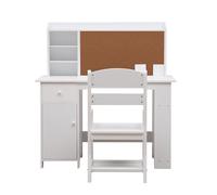 Conjunto de silla de oficina de madera para niños con armario de almacenamiento y cajones, mesa infantil y silla con 2 estantes, nichos abiertos para dormitorio, habitación infantil, sala de estar (46