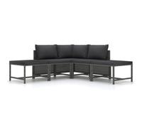 Conjunto de Sofá de Jardín 5 Piezas con Cojines, Conjunto Jardin Exterior de Ratán Sintético y Acero, Modular y Resistente, Outdoor Furniture,Color Gris, Incluye 2 Sofás+1 Esquinero+2 Reposapiés