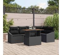 Conjunto de sofá de jardín 6 pcs Negro Poliratán