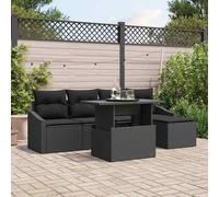 Conjunto de sofá de jardín 6 pcs Negro ratán sintético