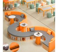 Conjunto de sofá y mesa de centro con librería, sofás con tarjetero, tela resistente a arañazos y resistente al desgaste, ideal for sala de estar infantil, clases de tutoría de jardín de infancia.(P)