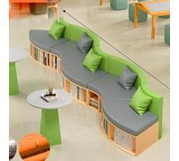 Conjunto de sofá y mesa de centro con librería, sofás con tarjetero, tela resistente a arañazos y resistente al desgaste, ideal for sala de estar infantil, clases de tutoría de jardín de infancia.(J)