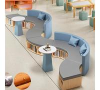 Conjunto de sofá y mesa de centro con librería, sofás con tarjetero, tela resistente a arañazos y resistente al desgaste, ideal for sala de estar infantil, clases de tutoría de jardín de infancia.(C)