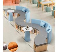 Conjunto de sofá y mesa de centro con librería, sofás con tarjetero, tela resistente a arañazos y resistente al desgaste, ideal for sala de estar infantil, clases de tutoría de jardín de infancia.(B)