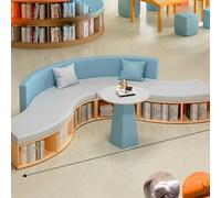 Conjunto de sofá y mesa de centro con librería, sofás con tarjetero, tela resistente a arañazos y resistente al desgaste, ideal for sala de estar infantil, clases de tutoría de jardín de infancia.(O)