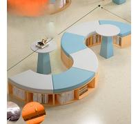 Conjunto de sofá y mesa de centro con librería, sofás con tarjetero, tela resistente a arañazos y resistente al desgaste, ideal for sala de estar infantil, clases de tutoría de jardín de infancia.(S)