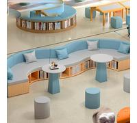 Conjunto de sofá y mesa de centro con librería, sofás con tarjetero, tela resistente a arañazos y resistente al desgaste, ideal for sala de estar infantil, clases de tutoría de jardín de infancia.(M)