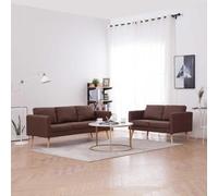 Conjunto de sofás 2 Piezas Tela marrón Elegante para salón y Oficina, Estructura Madera sólida, Cojines extraíbles Lavables, máximo Confort y Durabilidad