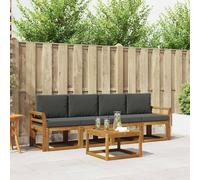 Conjunto de sofás de exterior 5 pcs Natural y Antracita