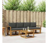 Conjunto de sofás de exterior 5 pcs Natural y Antracita