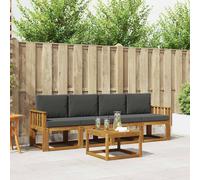 Conjunto de sofás de exterior 5 pcs Natural y Antracita
