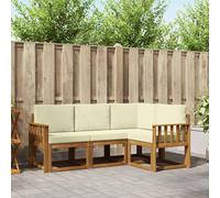 Conjunto de sofás de exterior con cojín 4 pcs Natural y Crema