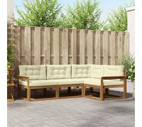 Conjunto de sofás de exterior con cojín 4 pcs Natural y Crema