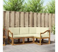 Conjunto de sofás de exterior con cojín 4 pcs Natural y Crema