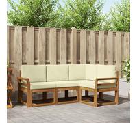 Conjunto de sofás de exterior con cojín 4 pcs Natural y Crema