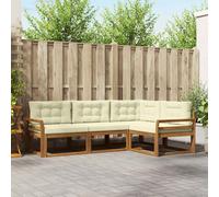 Conjunto de sofás de exterior con cojín 4 pcs Natural y Crema