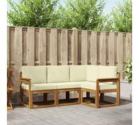 Conjunto de sofás de exterior con cojín 4 pcs Natural y Crema