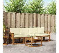 Conjunto de sofás de exterior con cojín 5 pcs Natural y Crema