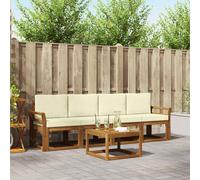 Conjunto de sofás de exterior con cojín 5 pcs Natural y Crema