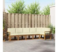 Conjunto de sofás de exterior con cojín 6 pcs Natural y Crema
