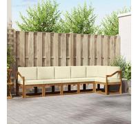 Conjunto de sofás de exterior con cojín 6 pcs Natural y Crema