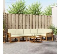 Conjunto de sofás de exterior con cojín 7 pcs Natural y Crema
