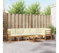 Conjunto de sofás de exterior con cojín 7 pcs Natural y Crema