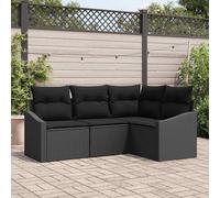 Conjunto de sofás de jardín 4 pcs Negro ratán sintético