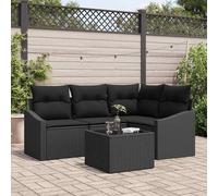 Conjunto de sofás de jardín 5 pcs Negro ratán sintético